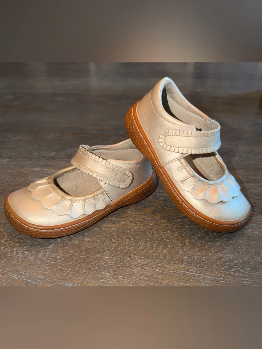Livie and Luca Champagne Ruche Classic Mary Janes size 8